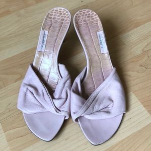 Vic Matie pink slides mules 2.25 inch heels